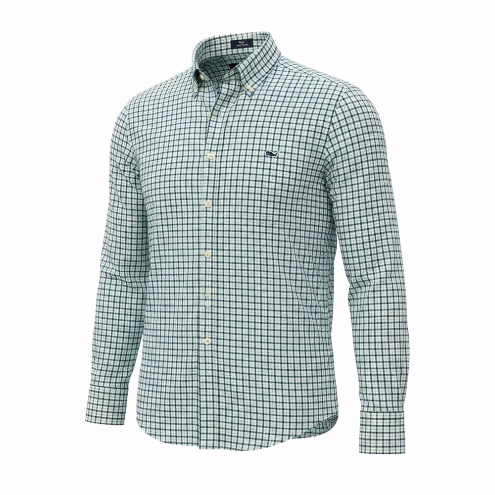Vineyard Vines Mens Classic Fit Tucker Shirt Blue Green Plaid Size 2XB 1W010685